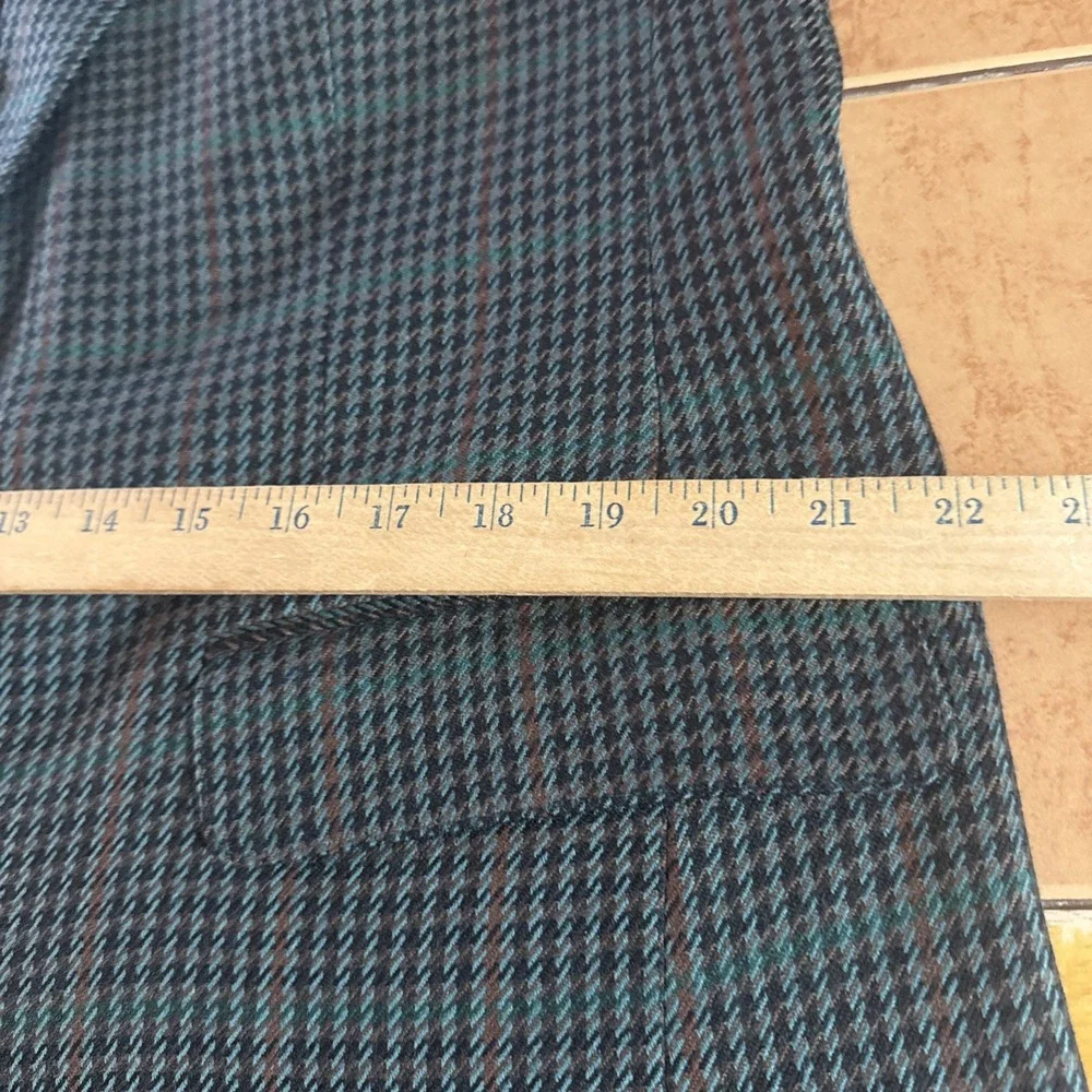 Southampton Blazer 44L Wool Tweed Green Brown Houndstooth Suit Jacket Sport Coat